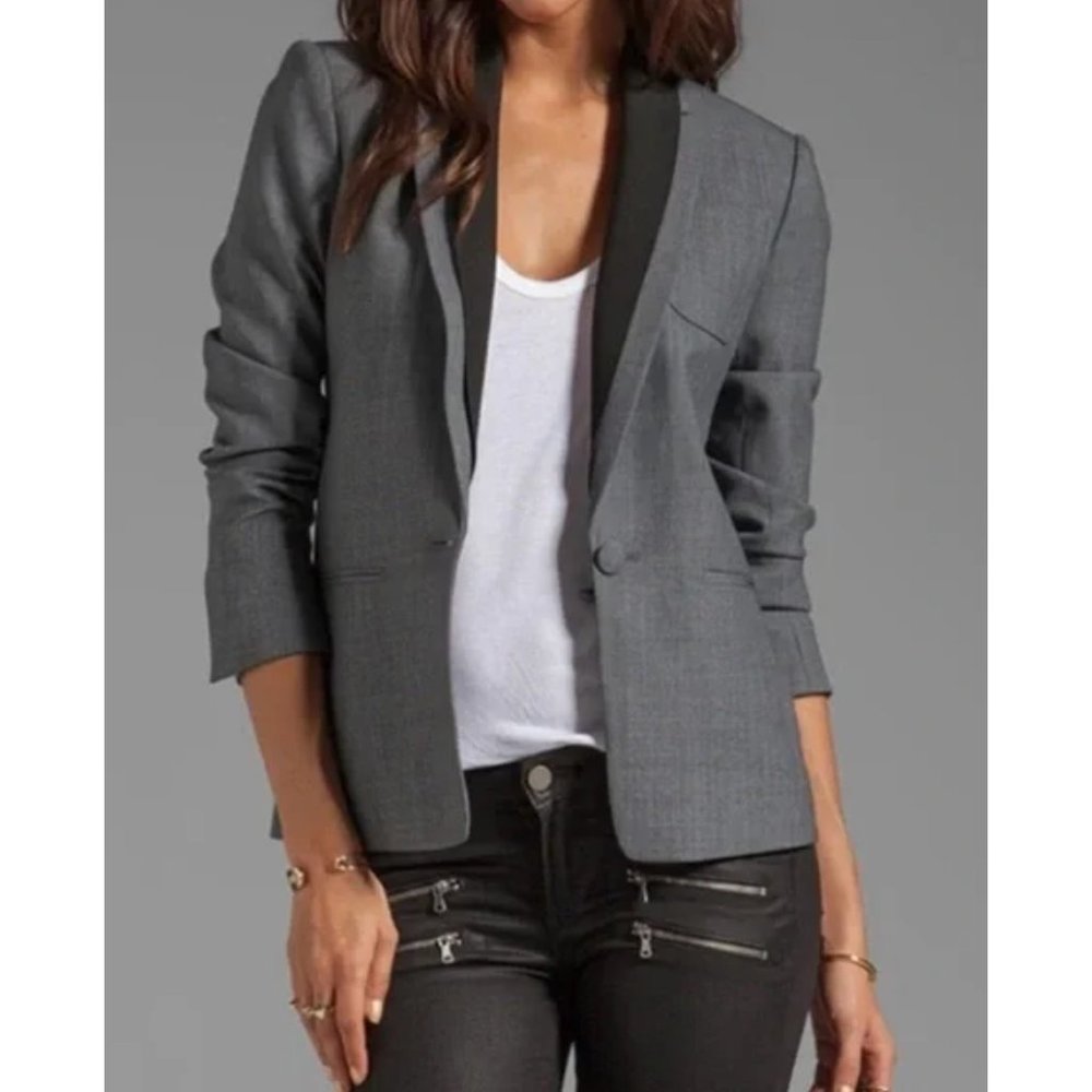 Theory Gray and Black Blazer